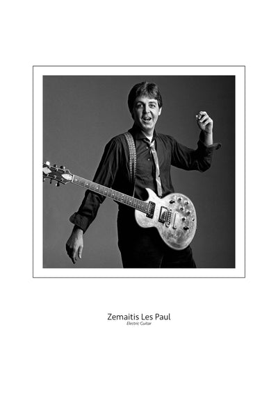 Paul McCartney with his Zemaitis Les Paul fine art print